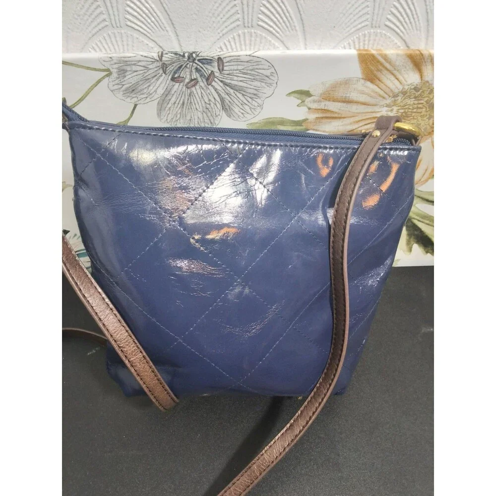 Tommy Hilfiger Navy Quilted Patent Leather Bag 8 X 8